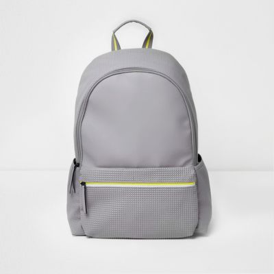Grey textured pocket backpack